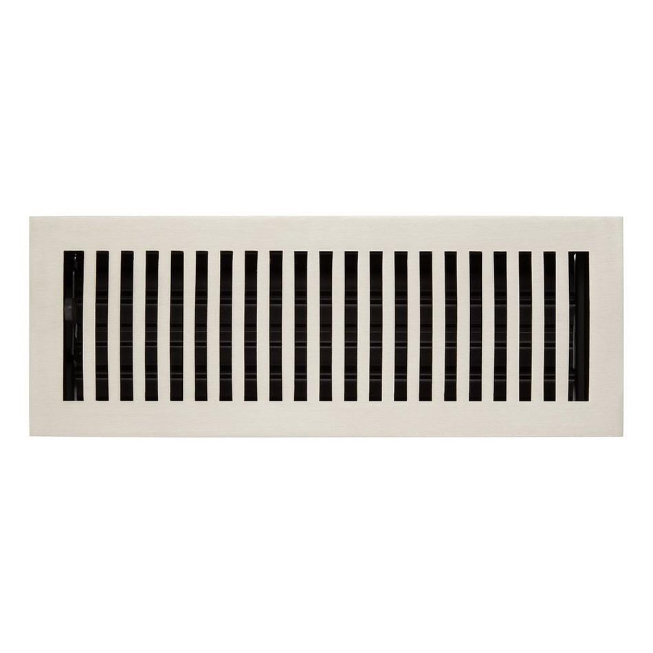 Modern Solid Brass Floor/Wall Register - Brushed Nickel - 4" X 10" (5-1/4" x 11-5/16" Overall), , large image number 0