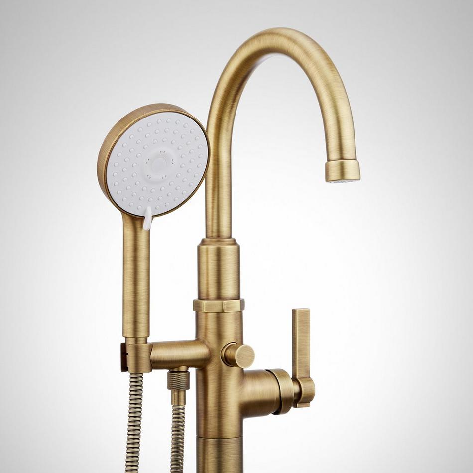 Greyfield Freestanding Tub Faucet and Rough-In Valve without Stops - Aged Brass, , large image number 1