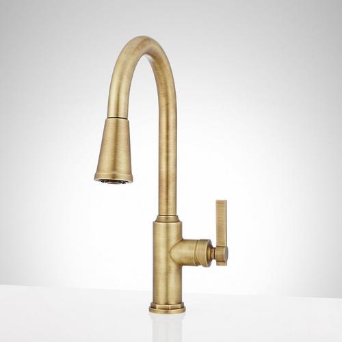 Greyfield Single-Hold Pull-Down Kitchen Faucet - Aged Brass