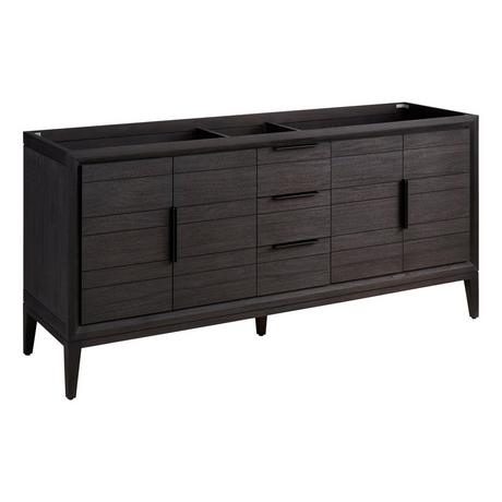 72" Aliso Teak Vanity for Undermount Sink - Charred Timber Black