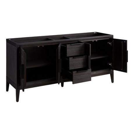 72" Aliso Teak Vanity for Rectangular Undermount Sink - Charred Timber Black