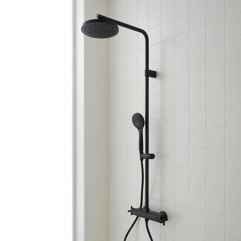 Hollybrook Thermostatic Exposed Pipe Shower with Hand Shower, , large image number 2