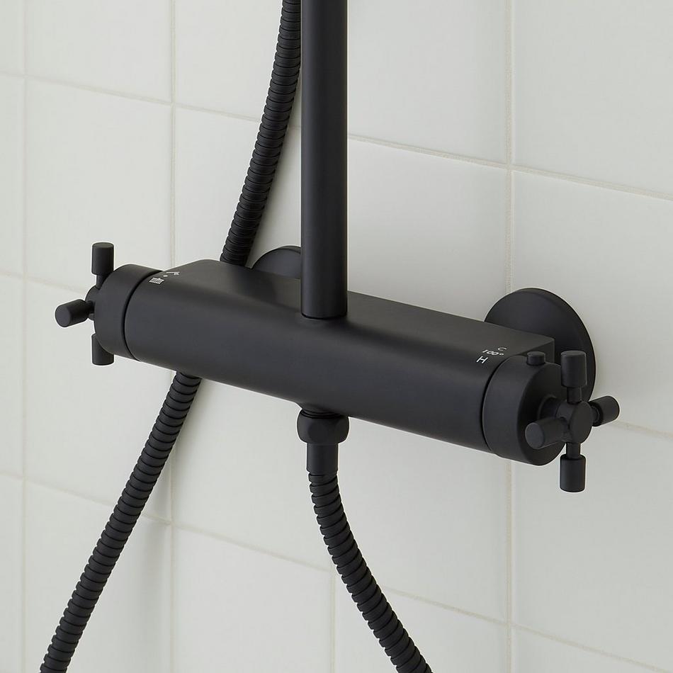 Hollybrook Thermostatic Exposed Pipe Shower with Hand Shower - Matte Black, , large image number 2