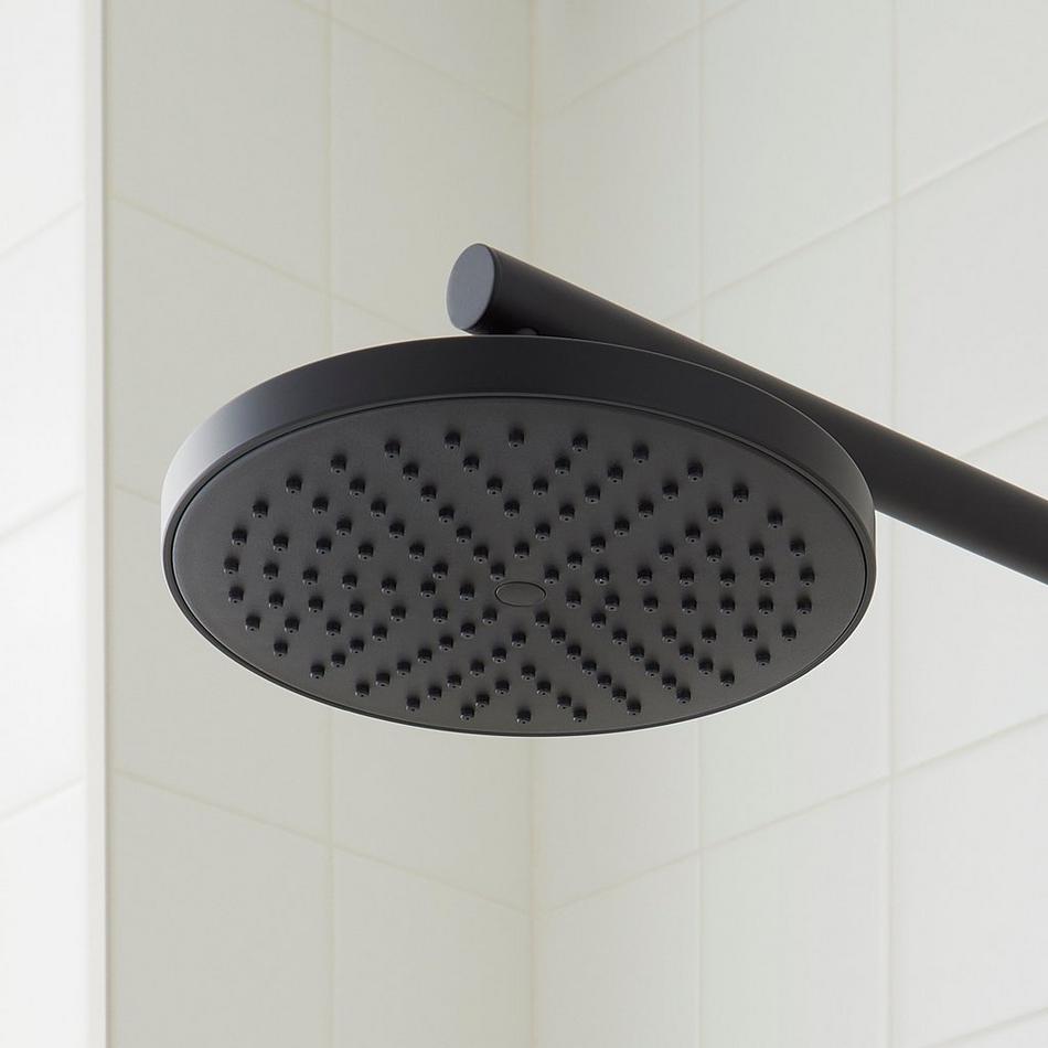 Hollybrook Thermostatic Exposed Pipe Shower with Hand Shower - Matte Black, , large image number 1
