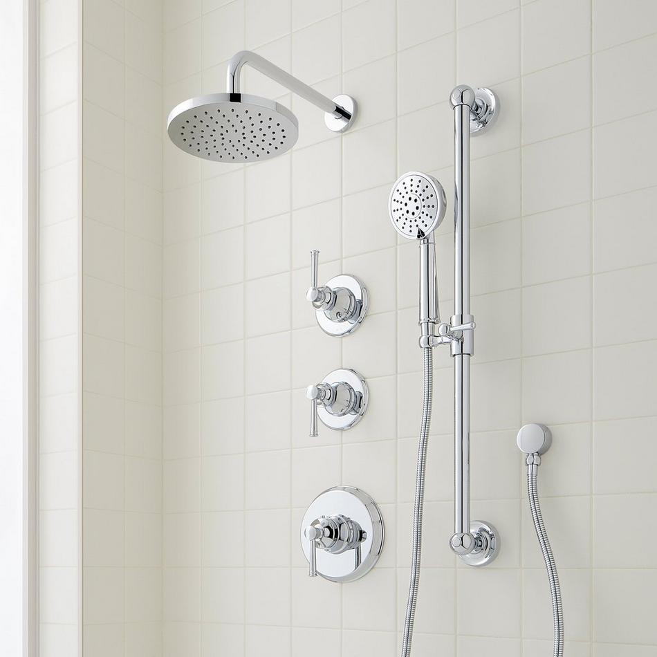 Beasley Thermostatic Shower System with Slide Bar and Hand Shower, , large image number 1