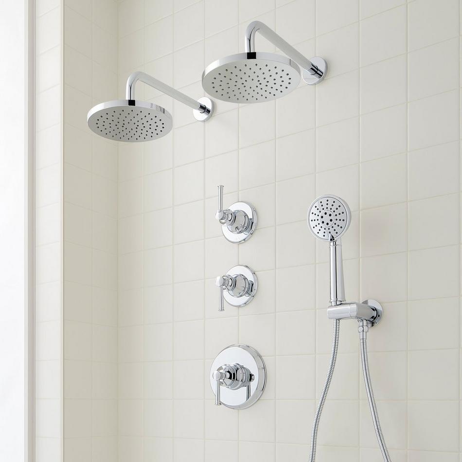 Beasley Thermostatic Shower System with Dual Showerheads and Hand Shower, , large image number 1