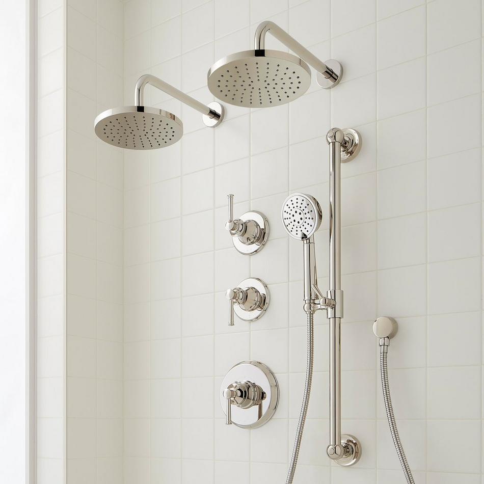 Beasley Thermostatic Shower System with Dual Showerheads, Slide Bar & Hand Shower, , large image number 2