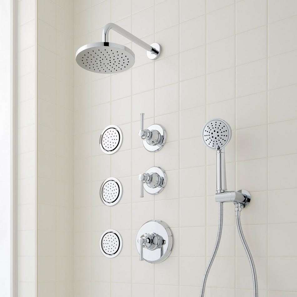 Beasley Thermostatic Shower System with 3 Body Sprays and Hand Shower, , large image number 1