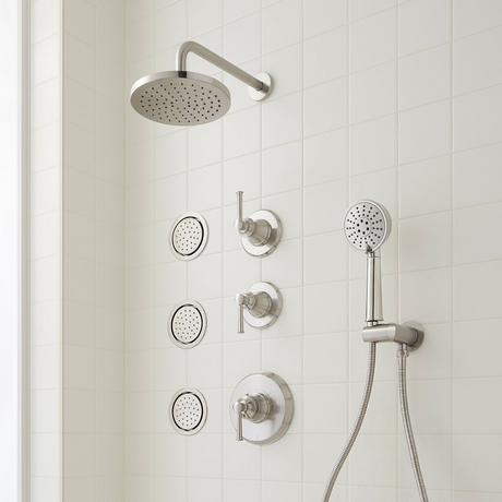 Beasley Thermostatic Shower System with 3 Body Sprays and Hand Shower