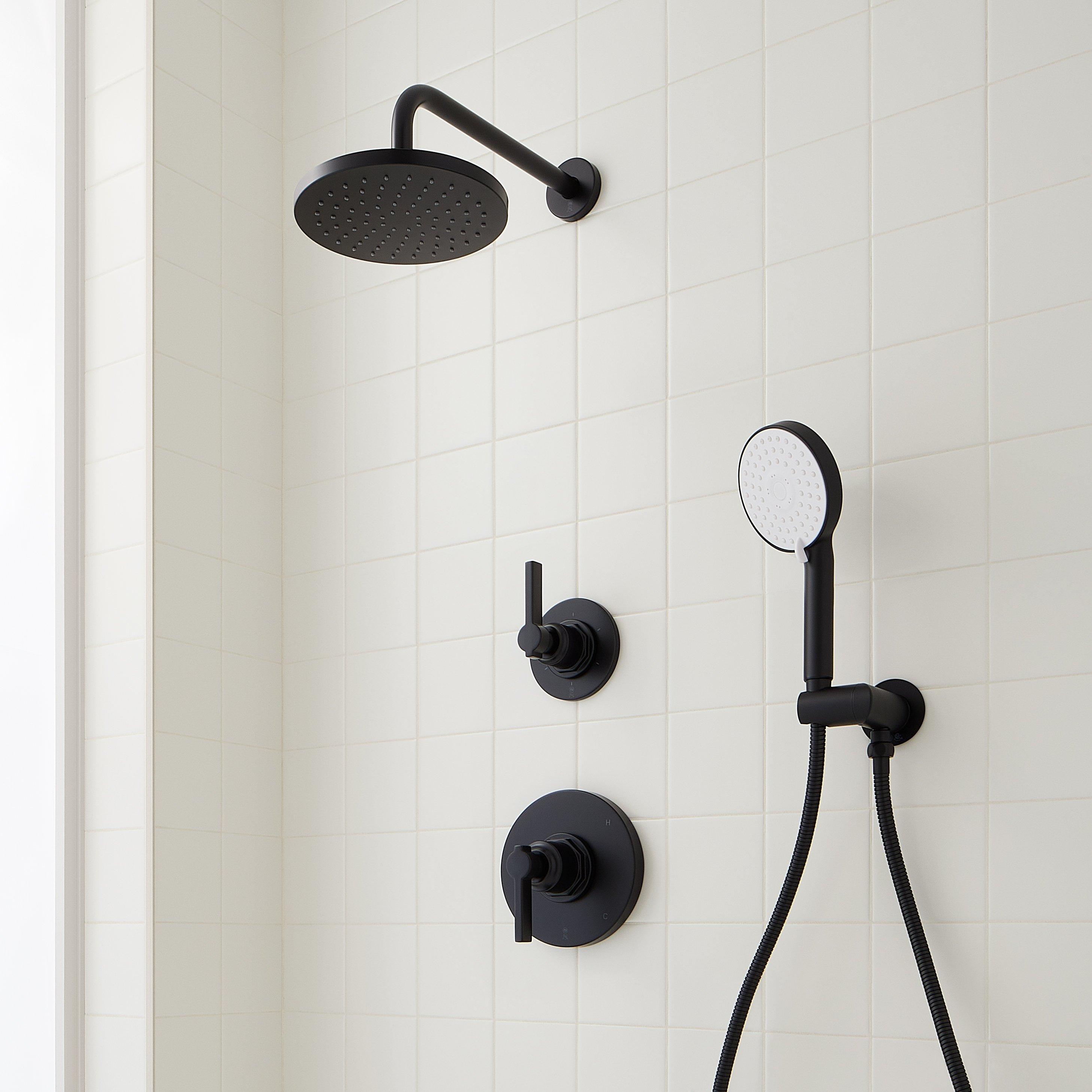 Greyfield Pressure Balance Shower System With Hand Shower Matte Black Signature Hardware 4303