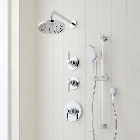 Greyfield Thermostatic Shower System with Slide Bar and Hand Shower