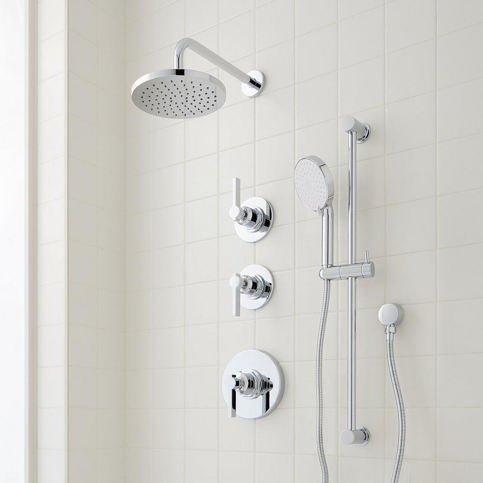 Greyfield Thermostatic Shower System with Slide Bar and Hand Shower, , large image number 1