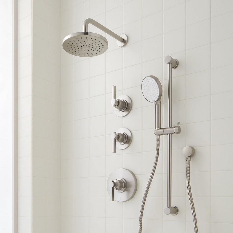 Greyfield Thermostatic Shower System with Slide Bar and Hand Shower, , large image number 0