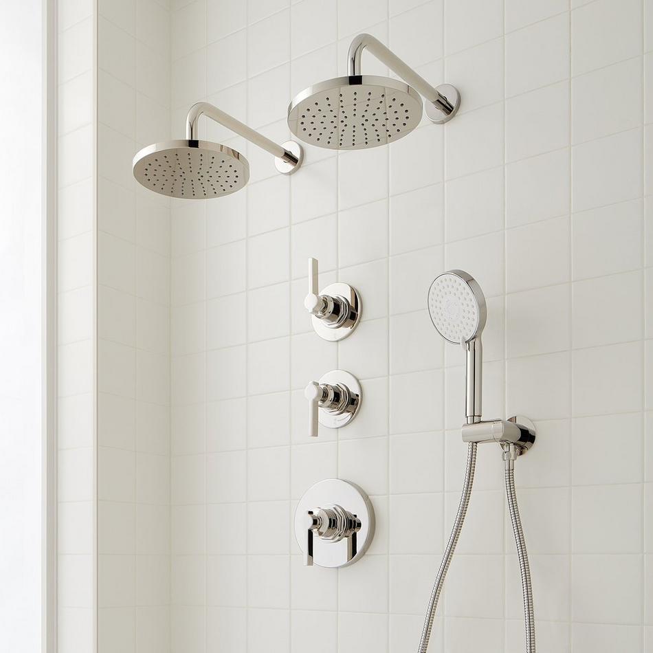 Greyfield Thermostatic Shower System with Dual Showerheads and Hand Shower, , large image number 2