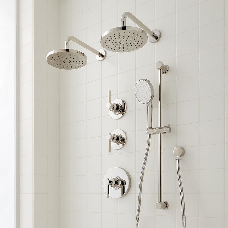 Greyfield Thermostatic Shower System with Dual Showerheads, Slide Bar & Hand Shower, , large image number 2
