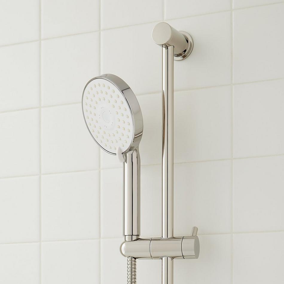 Greyfield Thermostatic Shower System with 3 Body Sprays, Slide Bar and Hand Shower - Polished Nickel, , large image number 5