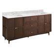 72" Delavan Vanity with Rectangular Undermount Sinks - Cold Brew - Carrara Marble - Single Hole, , large image number 1