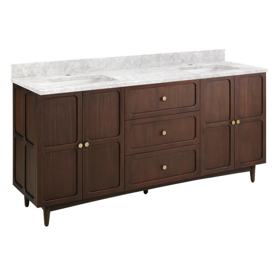 72" Delavan Vanity with Rectangular Undermount Sinks - Cold Brew - Carrara Marble - Single Hole, , large image number 1