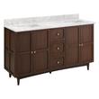 60" Delavan Vanity with Rectangular Undermount Sinks - Cold Brew - Carrara Marble - No Faucet Holes, , large image number 0