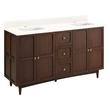 60" Delavan Vanity with Rectangular Undermount Sinks - Cold Brew - Arctic White Quartz - Single Hole, , large image number 0