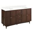 60" Delavan Vanity with Undermount Sinks - Cold Brew - Feathered White Quartz - Widespread, , large image number 0