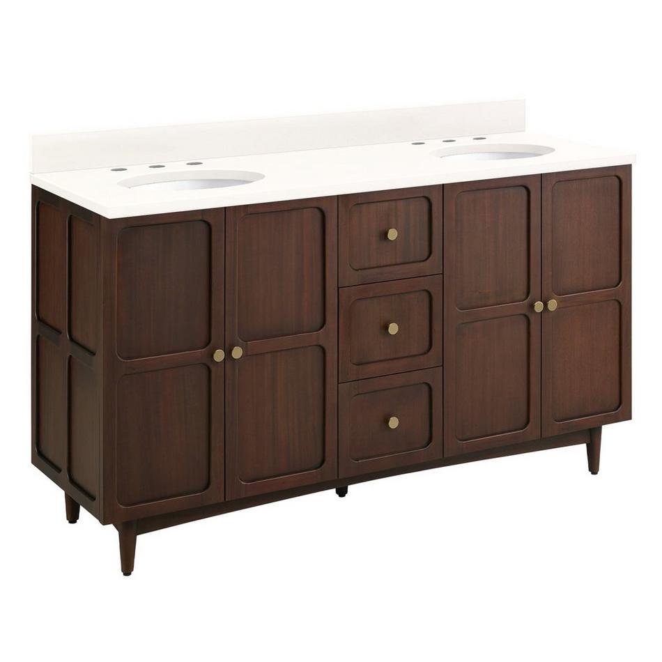 60" Delavan Vanity with Undermount Sinks - Cold Brew - Arctic White Quartz - Widespread, , large image number 0