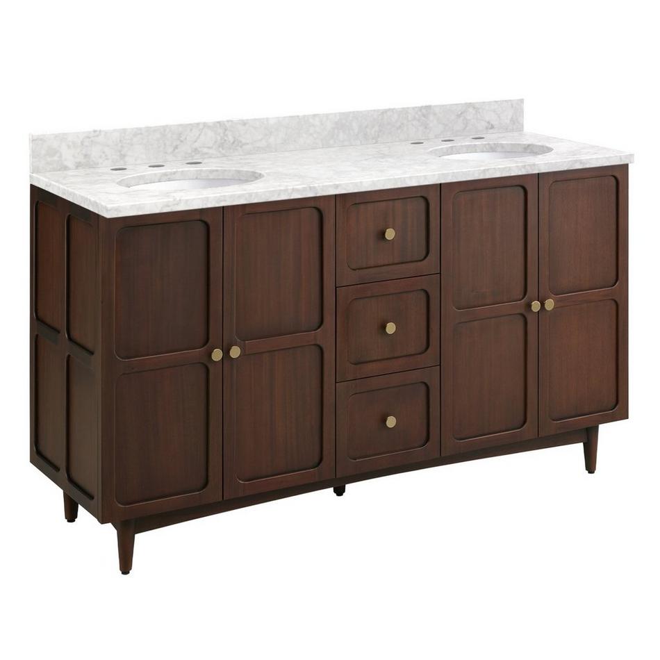 60" Delavan Vanity with Undermount Sinks - Cold Brew - Carrara Marble - Widespread, , large image number 1