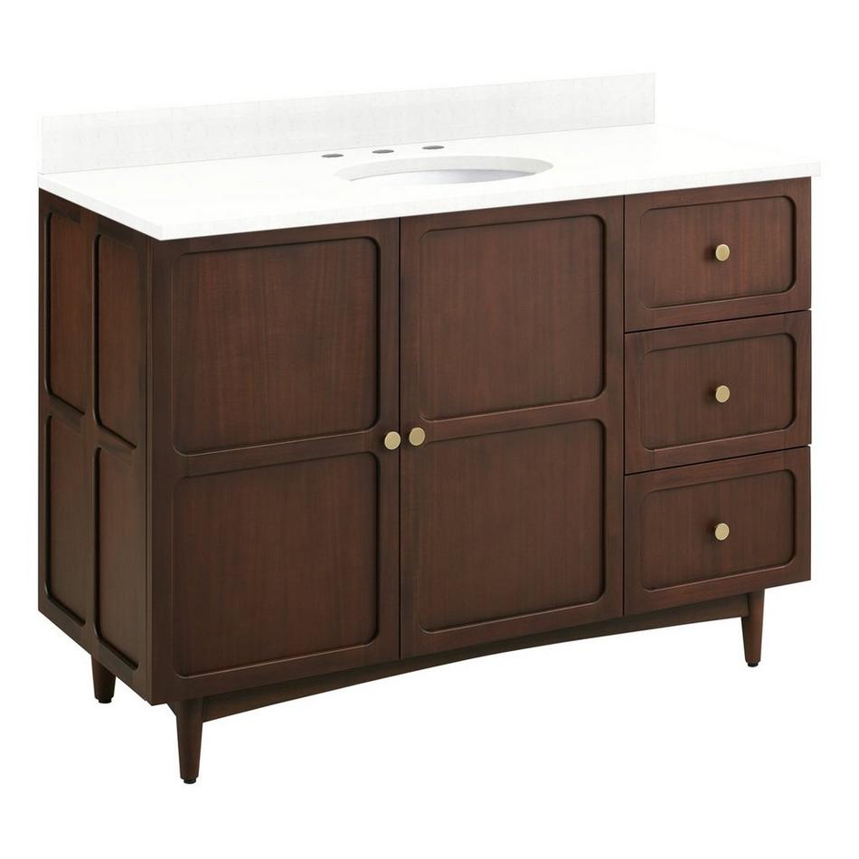 48" Delavan Vanity with Undermount Sink - Cold Brew - Feathered White Quartz - Widespread, , large image number 0