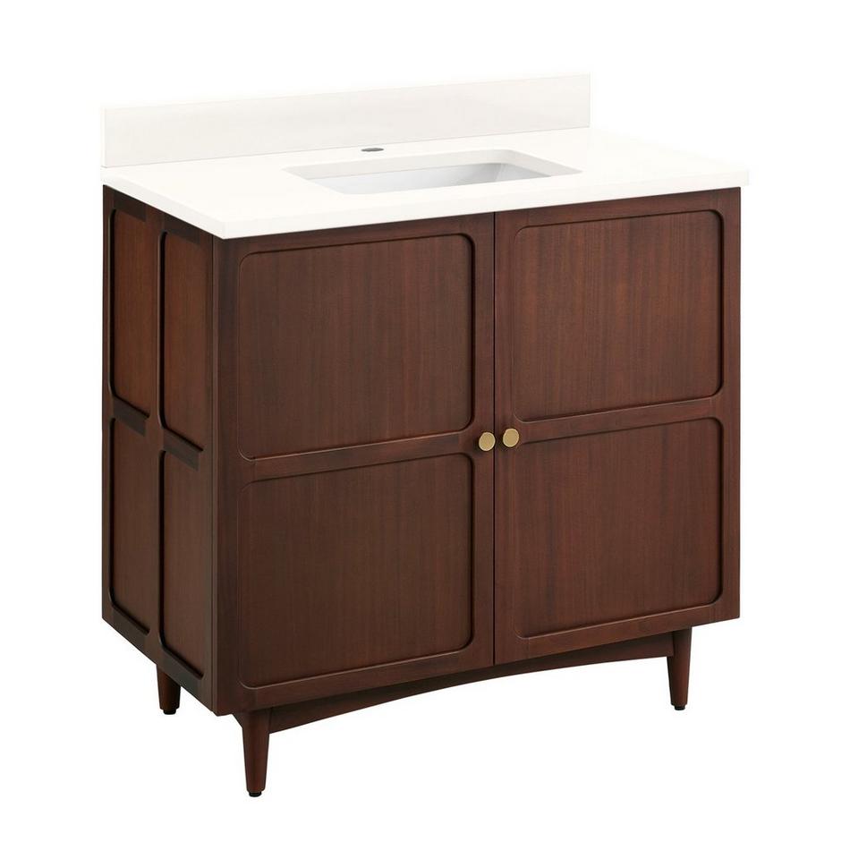 36" Delavan Vanity with Rectangular Undermount Sink - Cold Brew - Arctic White Quartz - Single Hole, , large image number 0