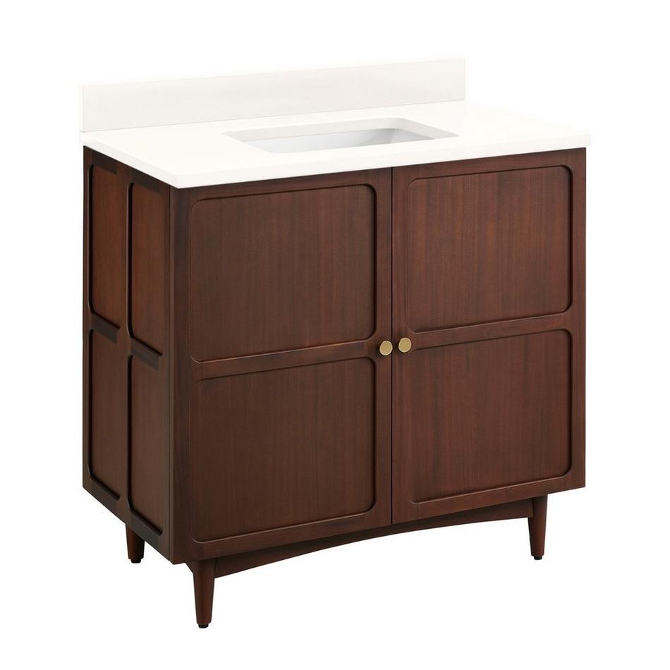 36" Delavan Vanity  - Rectangle Undermount Sink - Cold Brew - Arctic White Quartz - No Faucet Holes, , large image number 1