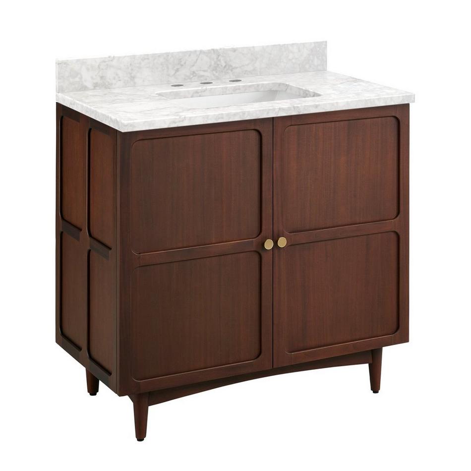36" Delavan Vanity with Rectangular Undermount Sink - Cold Brew - Carrara Marble - Widespread, , large image number 1