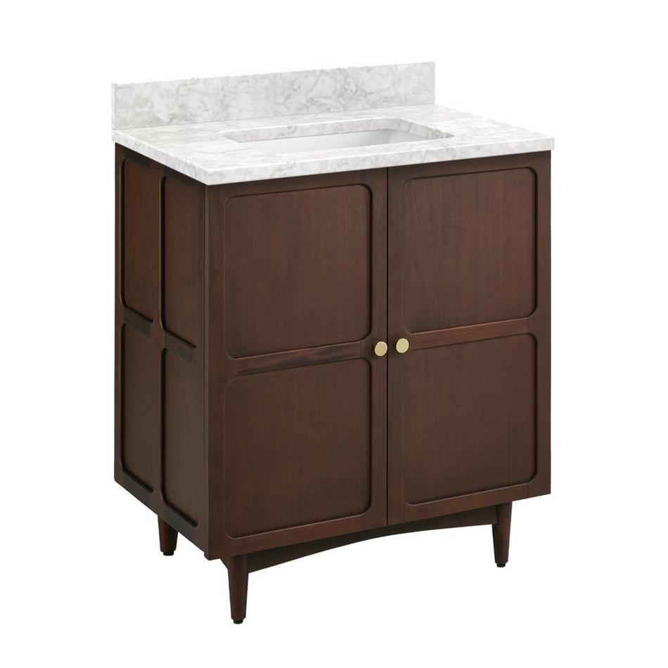 30" Delavan Vanity with Rectangular Undermount Sink - Cold Brew - Carrara Marble - No Faucet Holes, , large image number 0