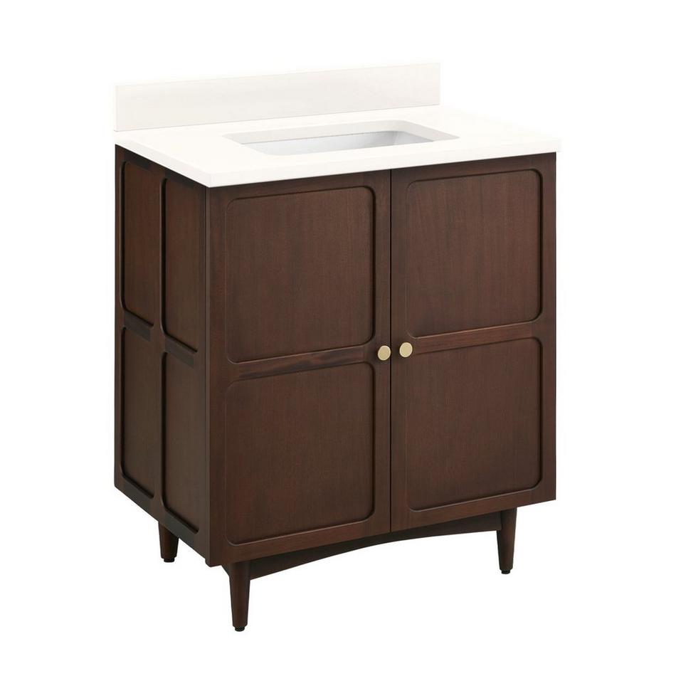 30" Delavan Vanity  - Rectangle Undermount Sink - Cold Brew - Arctic White Quartz - No Faucet Holes, , large image number 1