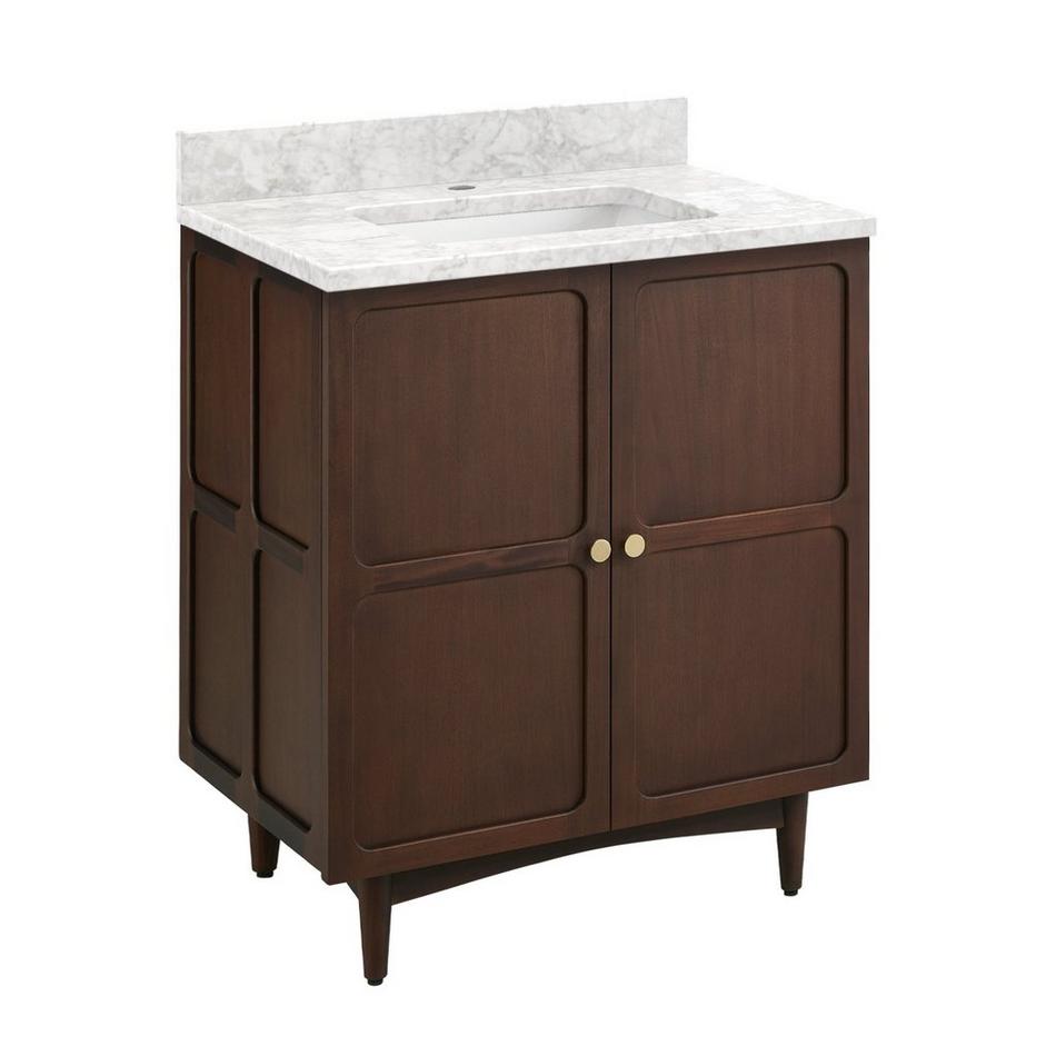 30" Delavan Vanity with Rectangular Undermount Sink - Cold Brew - Carrara Marble - Single Hole, , large image number 1