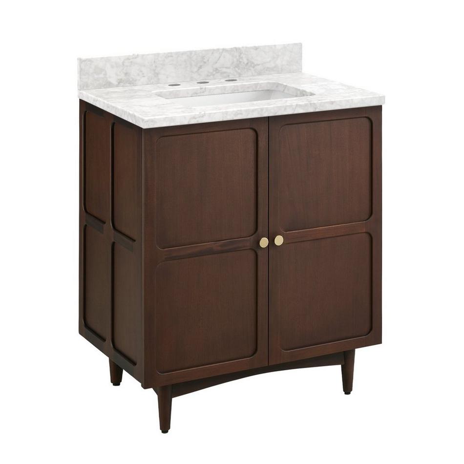 30" Delavan Vanity with Rectangular Undermount Sink - Cold Brew - Carrara Marble - Widespread, , large image number 1