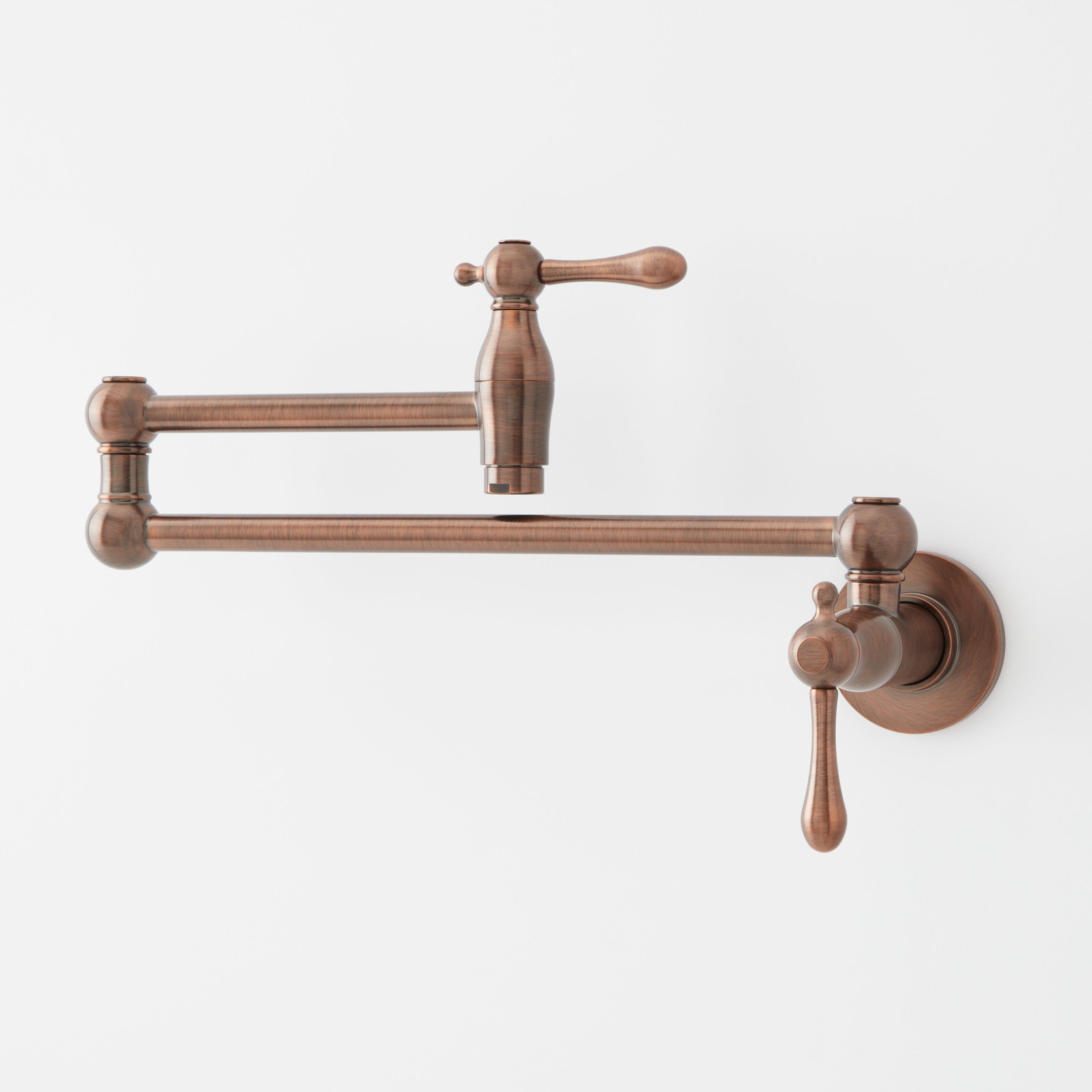 Ballantine Wall mount bathroom faucet store cross handles no overflow polished brass