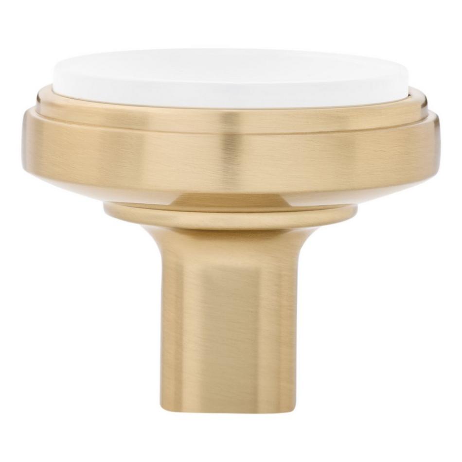 Anberlin Round Two Tone Cabinet Knob Matte White - Golden Champagne, , large image number 2