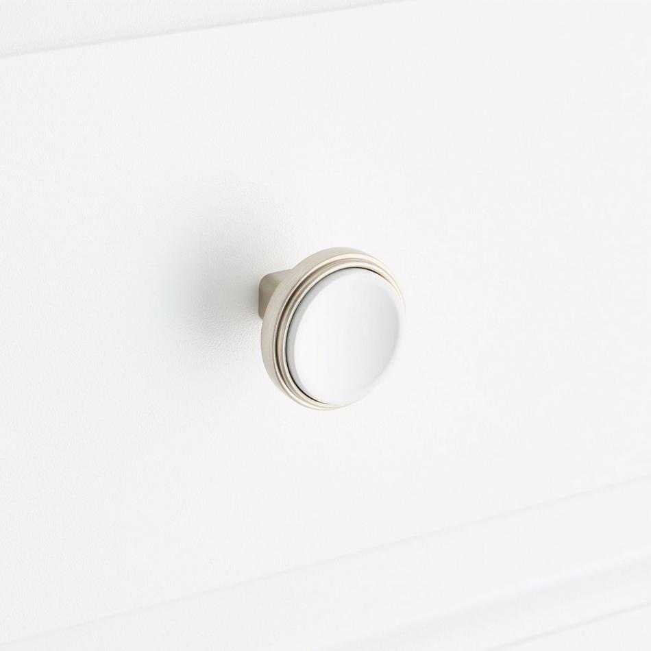 Anberlin Round Two Tone Cabinet Knob Matte White - Satin Nickel, , large image number 5