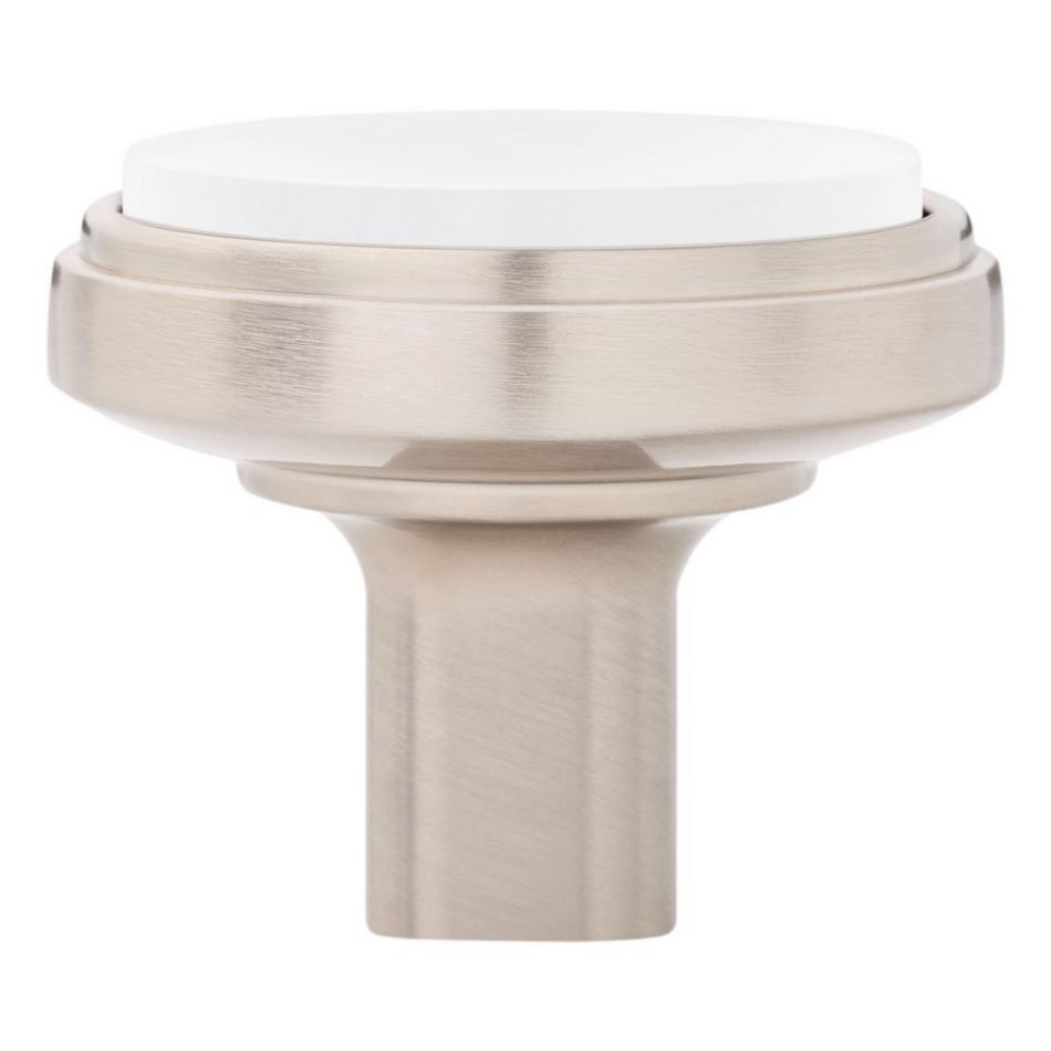 Anberlin Round Two Tone Cabinet Knob Matte White - Satin Nickel, , large image number 2