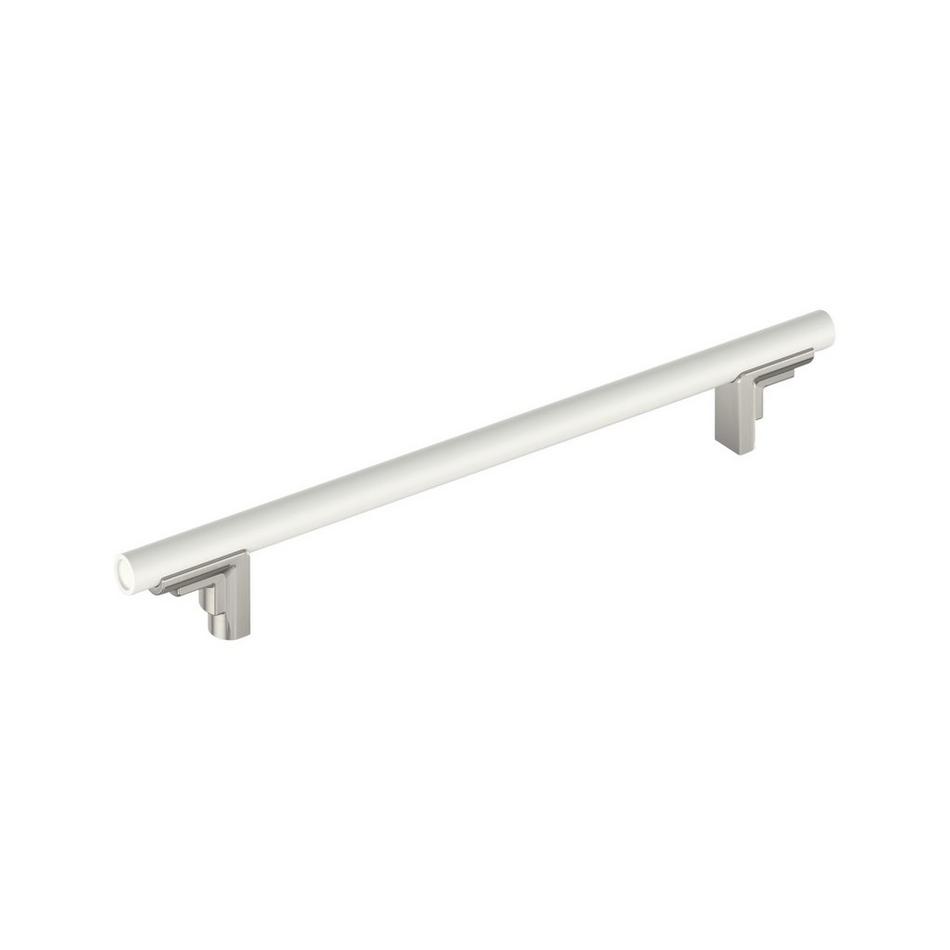 12" Anberlin Two Tone Appliance Pull Matte White - Satin Nickel, , large image number 0