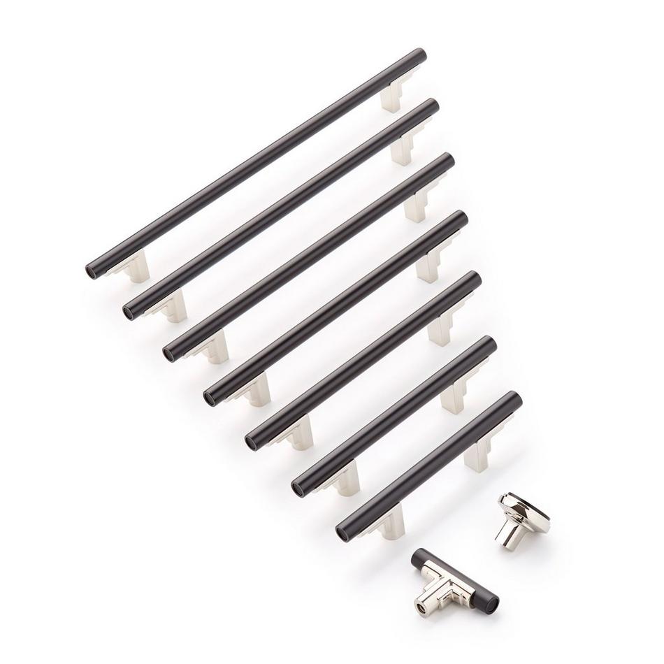 10-1/16" Anberlin Two Tone Oversized Cabinet Pull Matte Black - Polished Nickel, , large image number 1