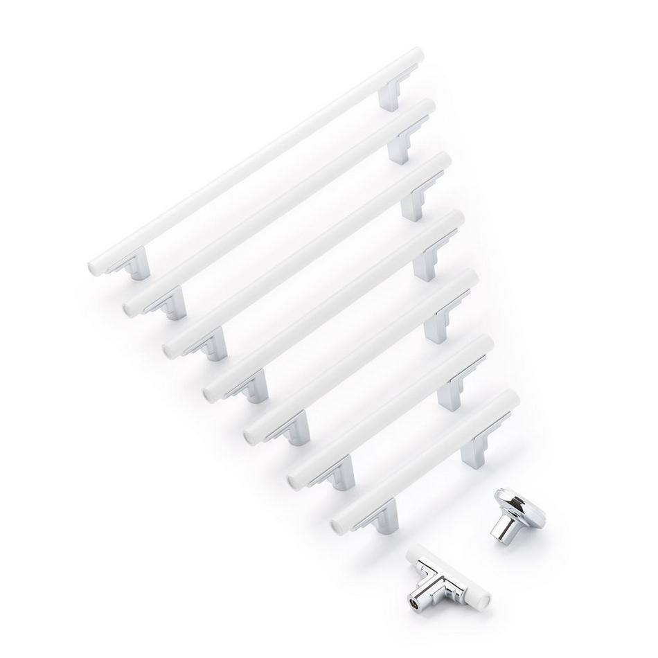 10-1/16" Anberlin Two Tone Oversized Cabinet Pull Matte White - Polished Chrome, , large image number 1