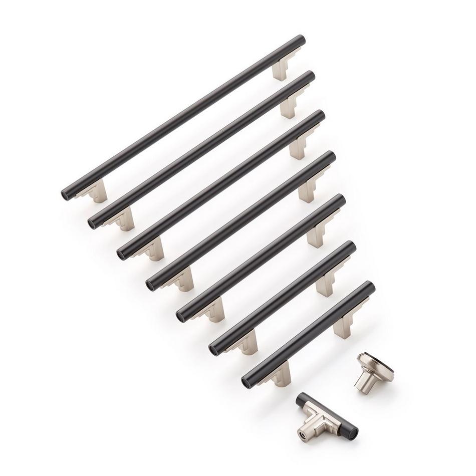 8-13/16" Anberlin Two Tone Oversized Cabinet Pull Matte Black - Satin Nickel, , large image number 1