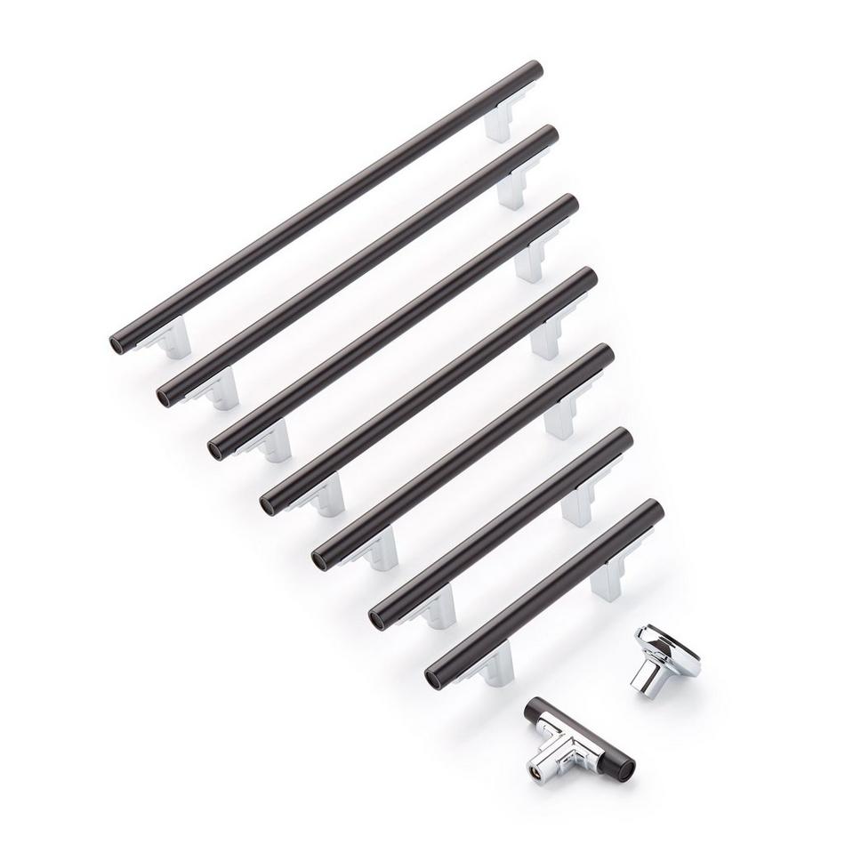 7-9/16" Anberlin Two Tone Cabinet Pull Matte Black - Polished Chrome, , large image number 1