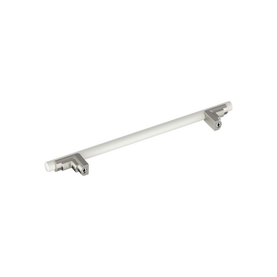 7-9/16" Anberlin Two Tone Cabinet Pull Matte White - Satin Nickel, , large image number 3