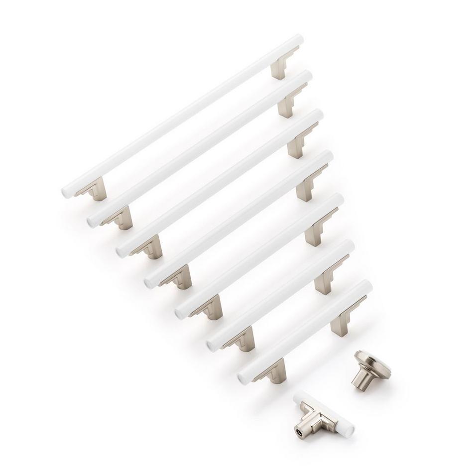 7-9/16" Anberlin Two Tone Cabinet Pull Matte White - Satin Nickel, , large image number 1