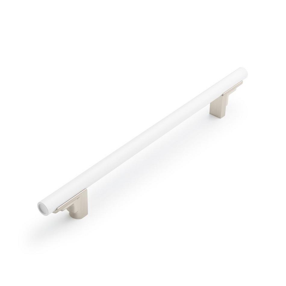 7-9/16" Anberlin Two Tone Cabinet Pull Matte White - Satin Nickel, , large image number 0