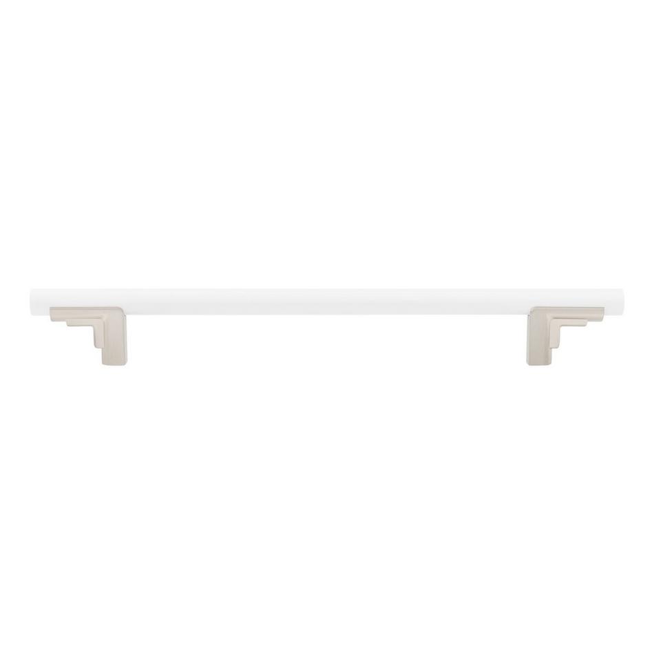 7-9/16" Anberlin Two Tone Cabinet Pull Matte White - Satin Nickel, , large image number 2
