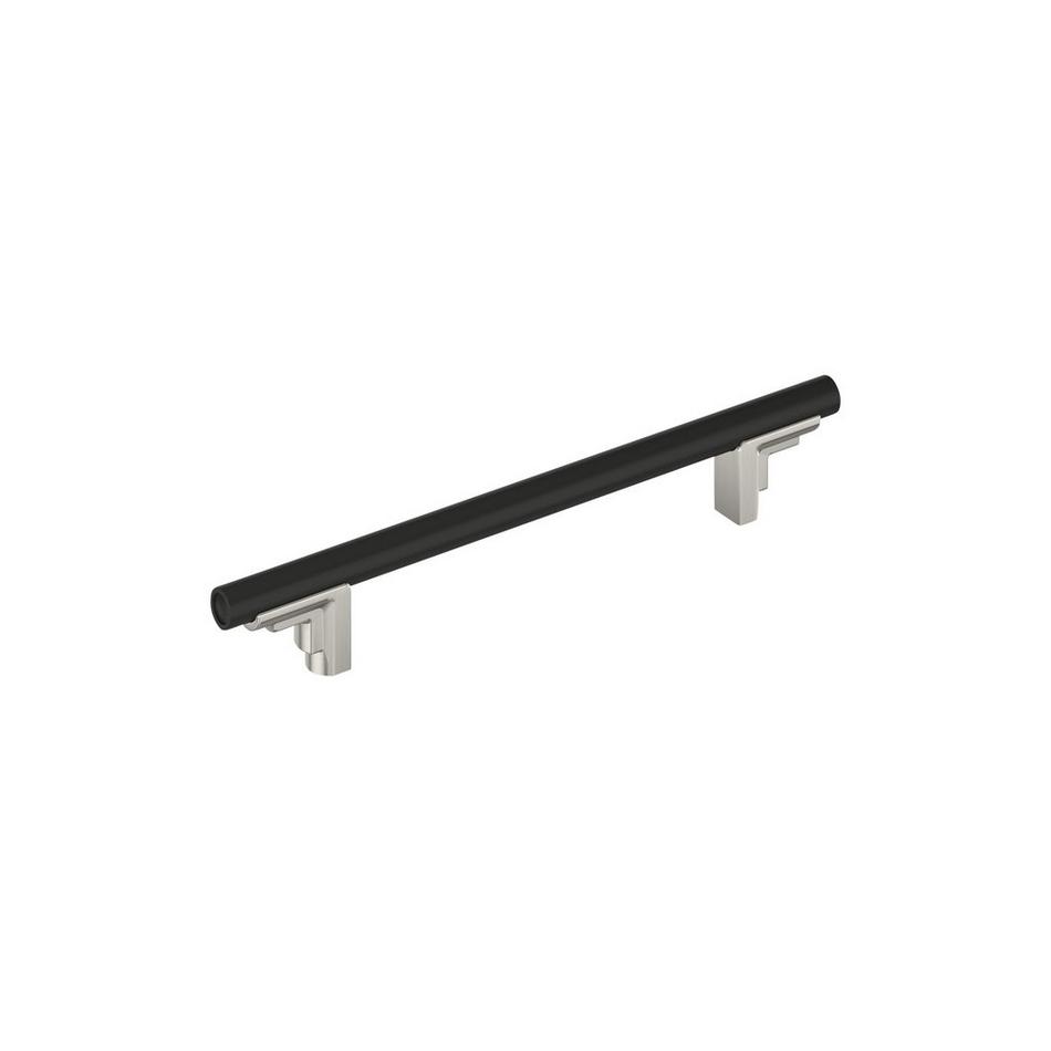 6-5/16" Anberlin Two Tone Cabinet Pull Matte Black - Satin Nickel, , large image number 0