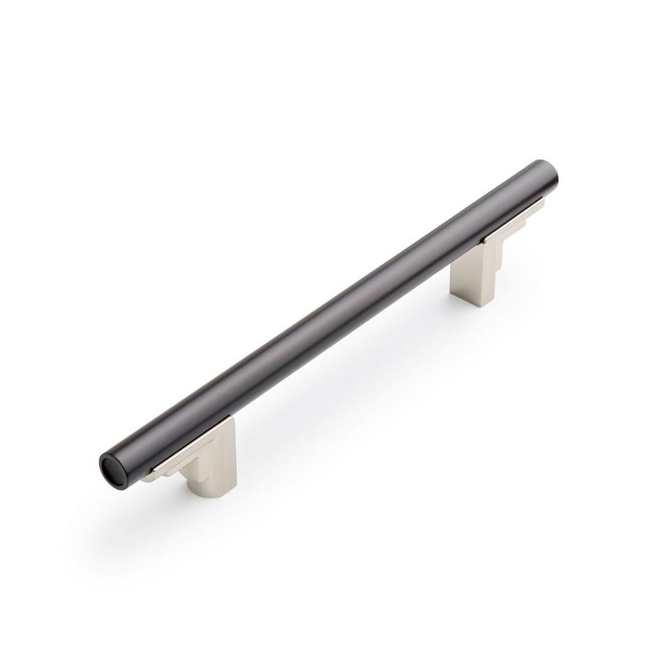 6-5/16" Anberlin Two Tone Cabinet Pull Matte Black - Satin Nickel, , large image number 0
